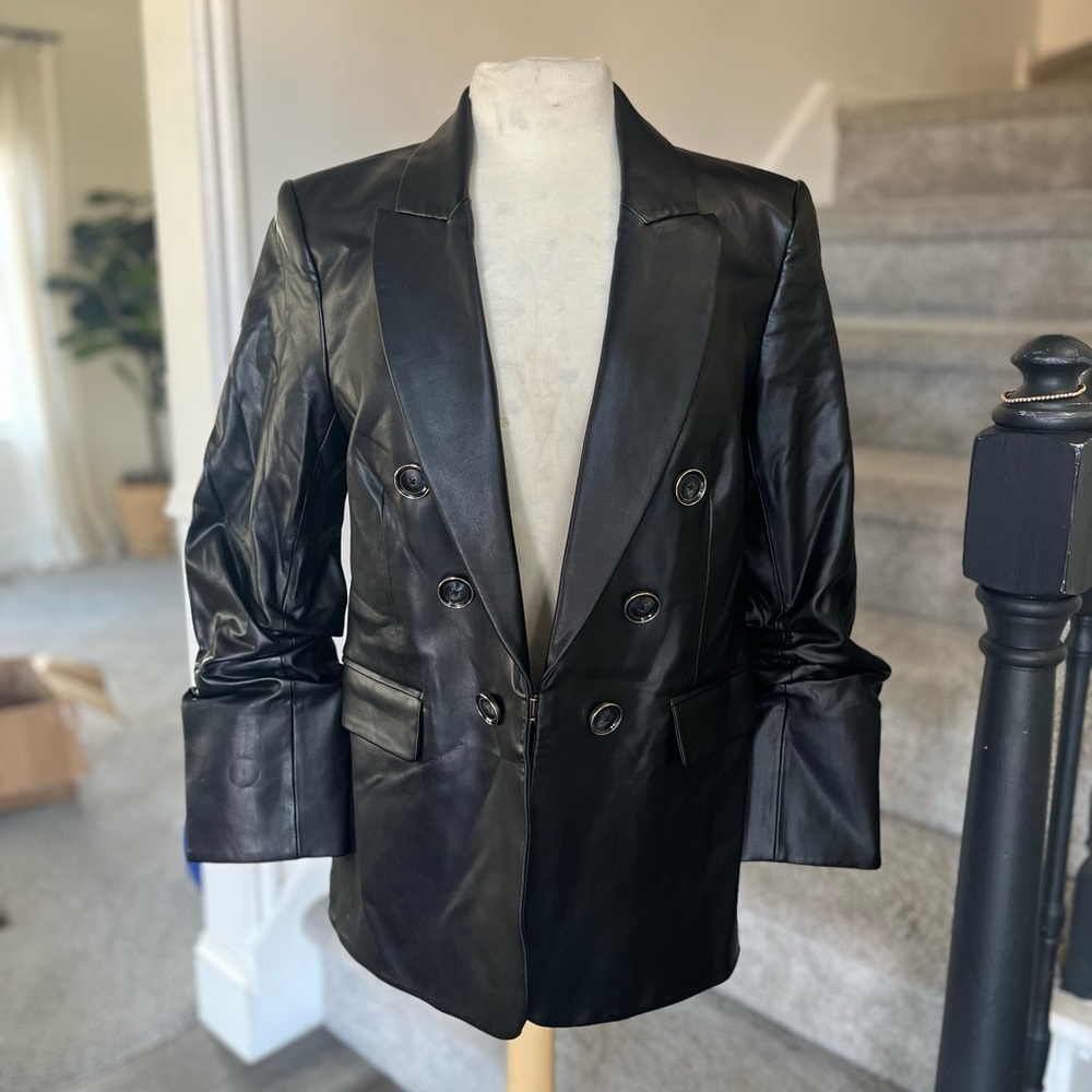 Veronica beard beacon vegan leather Dickey jacket